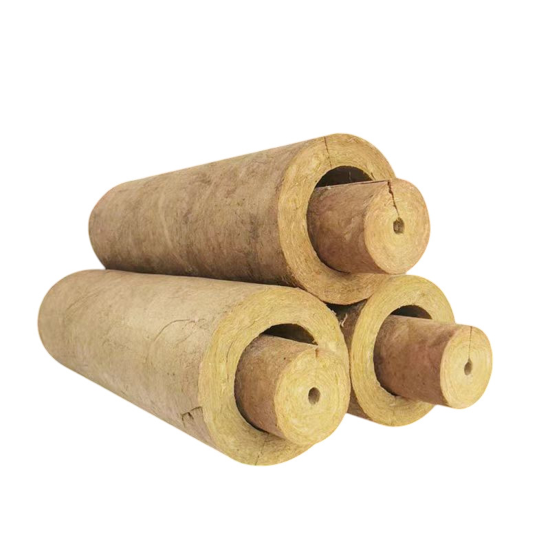 industrial rock wool pipe section Industrial rock wool pipe insulation section for high-temperature steam lines and piping systems, manufacturer direct.